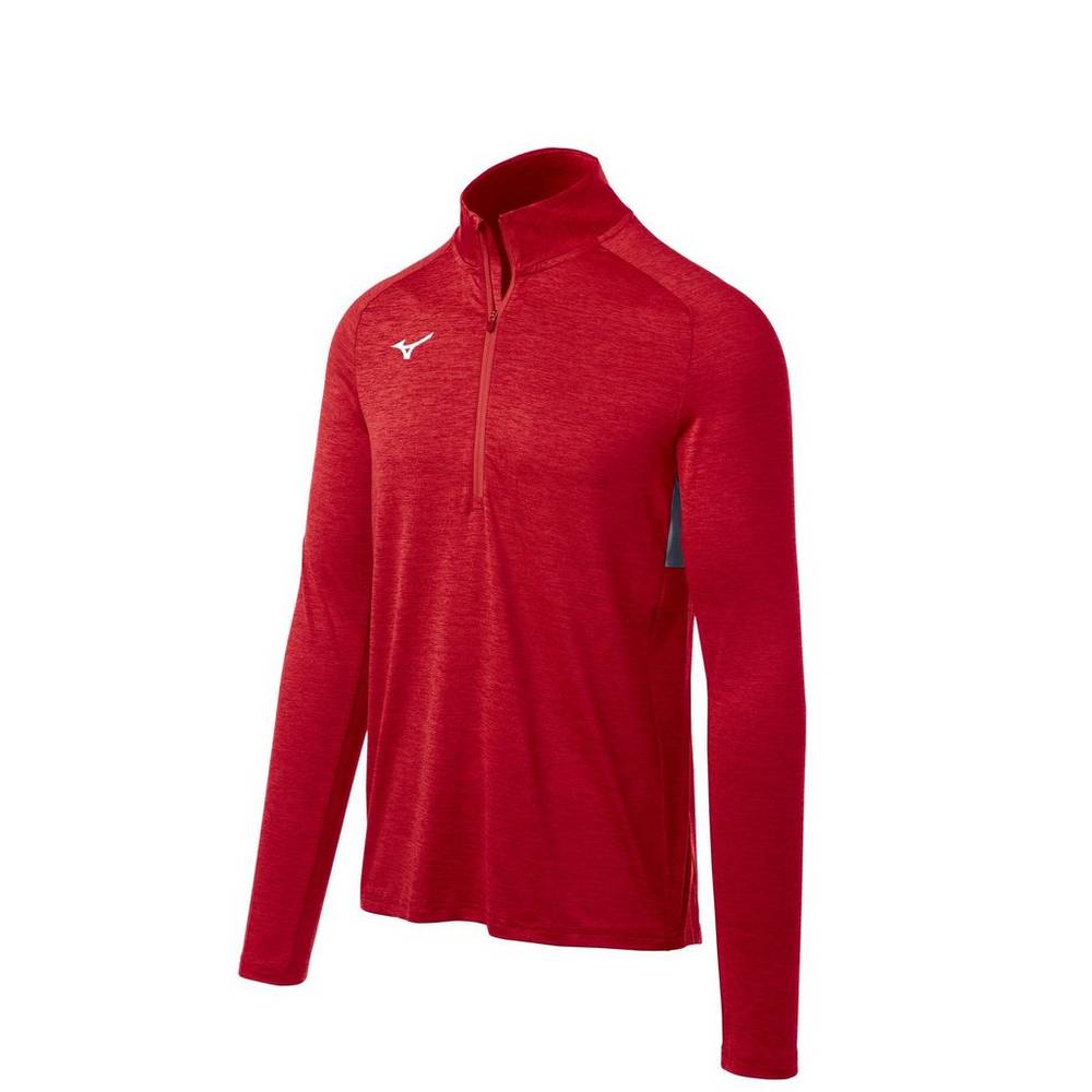 Mens Mizuno Alpha 1/2 Zip Pullover Red Philippines (LZNTOE281)